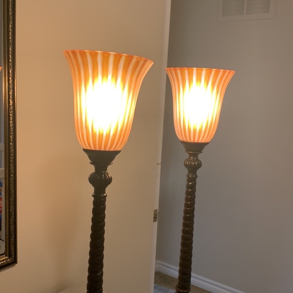 2  Murano Crystal table lamps with metal base .2 level lamp 27.5 inch length, - Picture 15 of 16